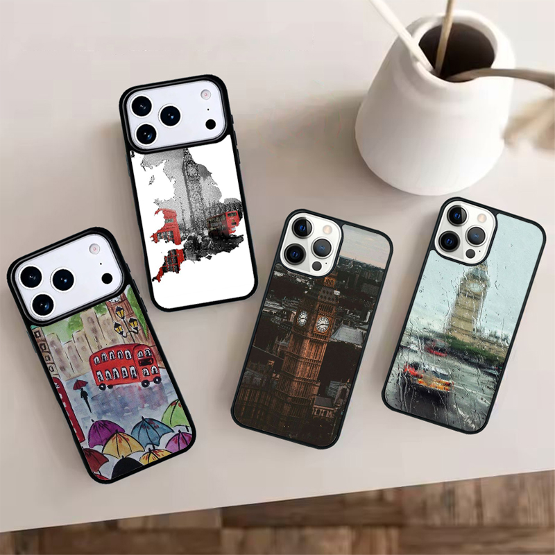 Phone Cases London - เคสโทรศัพท์ซิลิโคนลายรถบัสสีแดงลอนดอนและบิ๊กเบ็น สำหรับ iPhone 17 AIR 16