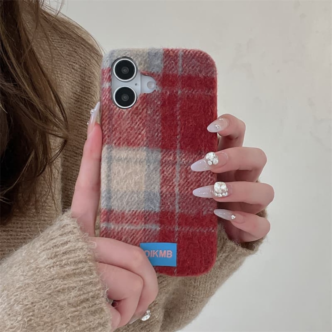 Phone Cases Iphone 13 - เคสโทรศัพท์ลายตารางสไตล์เรโทร นุ่มฟู อบอุ่น สำหรับ iPhone 18